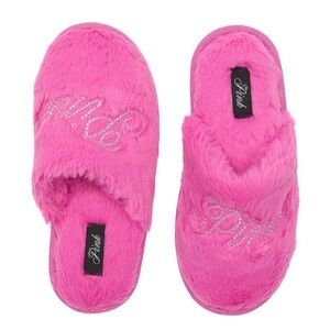 🔥VS Pink ✨bling✨ fur slippers sz XL NWT